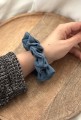 Gumka do włosów typu Scrunchie z lnu denim LINEN