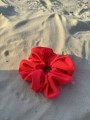 Gumka do włosów typu Scrunchie z lycry koralowa neonowa FLUO