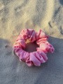 Gumka do włosów typu Scrunchie z lycry różowa FLUO rozmiar S