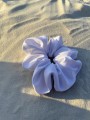 Gumka do włosów typu Scrunchie z lycry biała FLUO rozmiar L