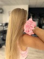 Gumka do włosów typu Scrunchie z lycry różowa FLUO