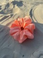 Gumka do włosów typu Scrunchie z lycry brzoskwiniowa FLUO