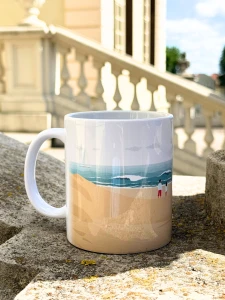 Ceramiczny kubek  z motywem morza Bałtyk pojemność 330 ml  