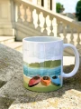 Ceramiczny kubek z motywem jezior Mazury pojemność 330 ml