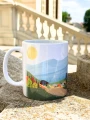 Ceramiczny kubek z motywem gór Bieszczady pojemność 330 ml